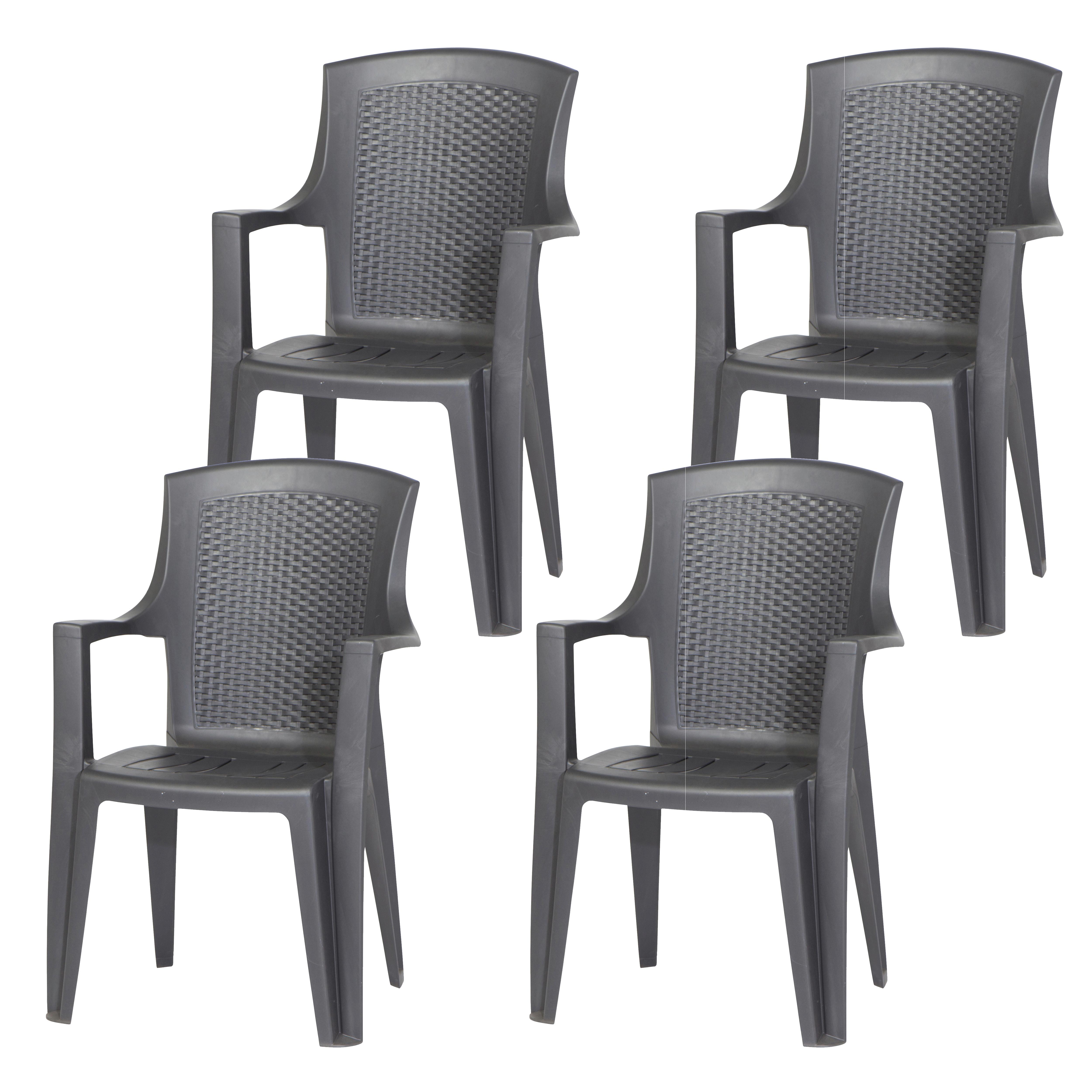 Stapelsesses-Set 4er-Set Anthrazit - Anthrazit, KONVENTIONELL, Kunststoff (55/91/46cm) - Siena Garden