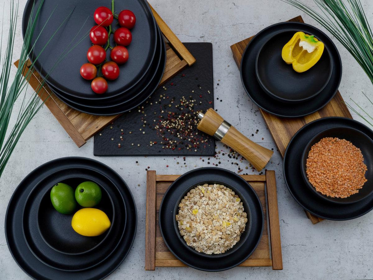 Jedilni Servis Uno Black, 12-Delni - črna, Moderno, keramika - Creatable