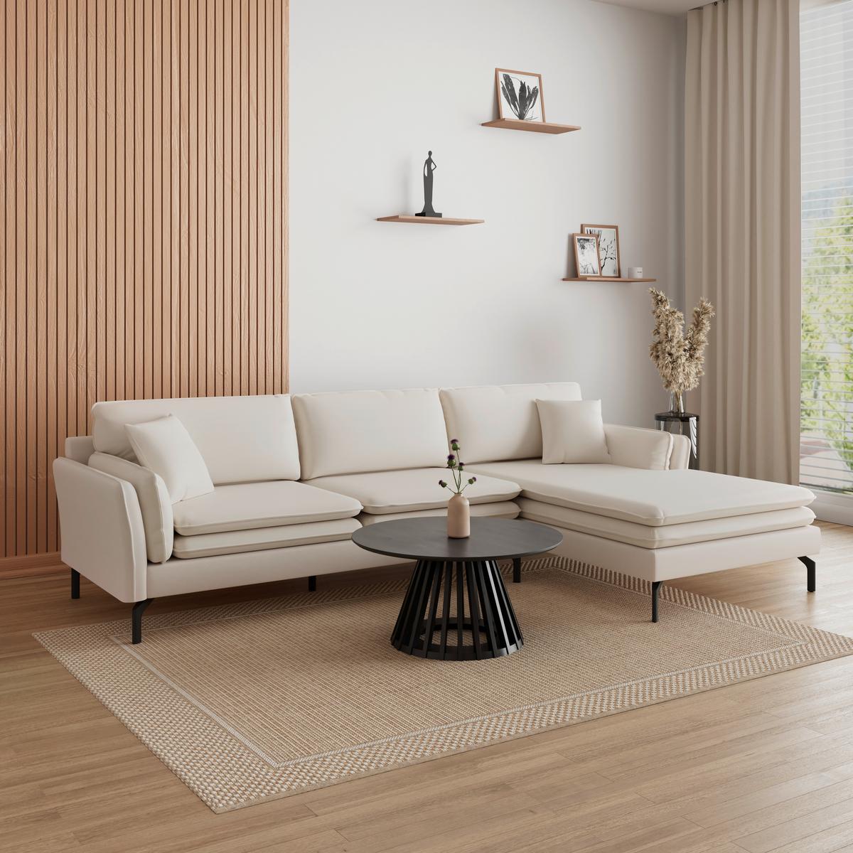 Coltar LANI - culoare natur, Modern, lemn/metal (296/86/170cm) - Bessagi Home