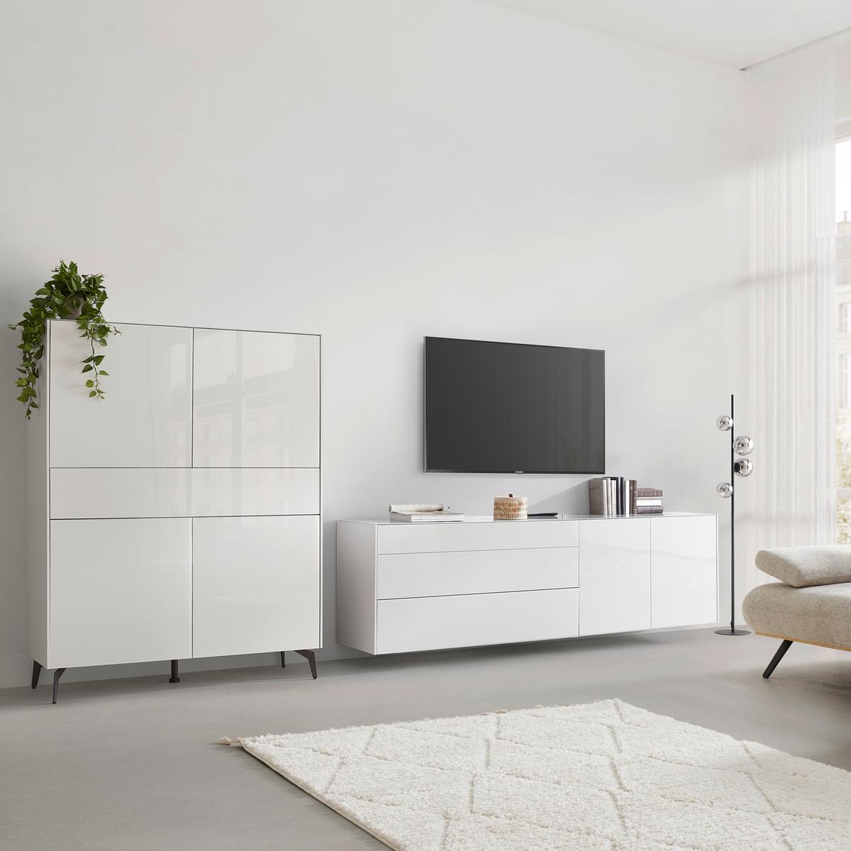 Highboard Silverstone Grau - Schwarz/Grau, MODERN, Glas/Holzwerkstoff (121/145/42cm) - Premium Living