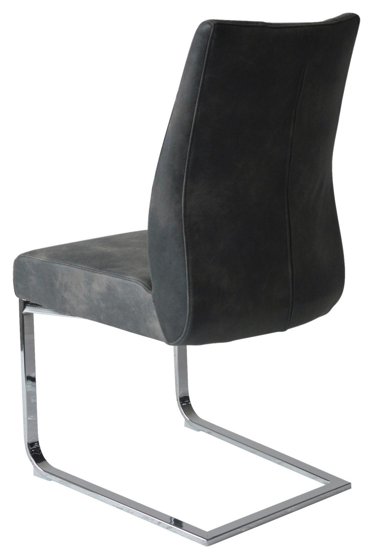 Schwingstuhl-Set MARLEN XXL Anthrazit, Wippfunktion - Anthrazit/Silberfarben, LIFESTYLE, Textil/Metall (47/96/62cm) - MID.YOU