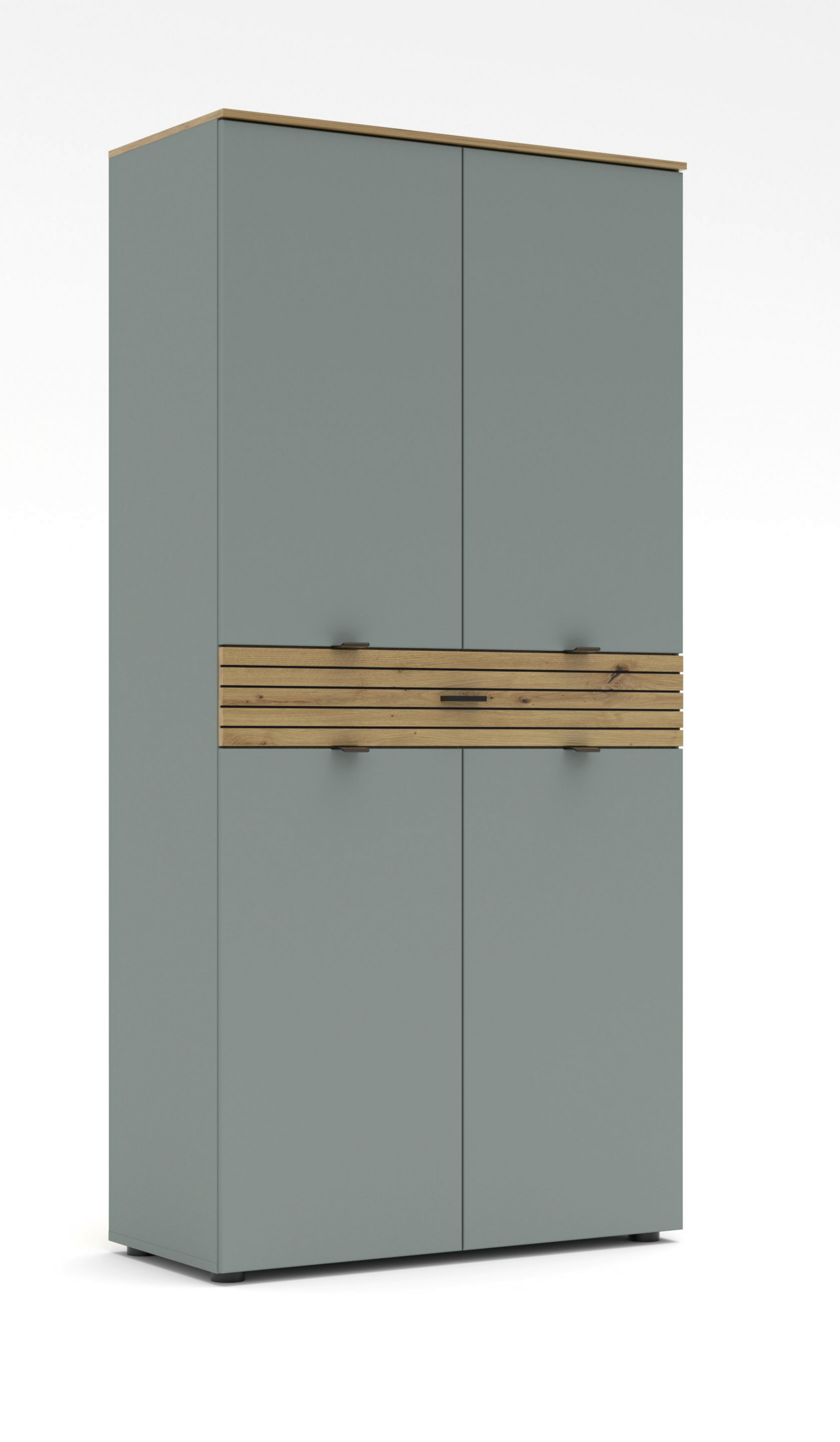 Mehrzweckschrank Bahia M Grün/Eiche Artisan - Schwarz/Eiche Artisan, Modern, Holzwerkstoff/Metall (91/184/39cm) - Mömax