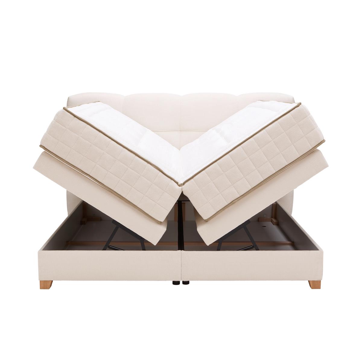 Boxspringbett Bianco Beige ca. 180x200cm - Beige, KONVENTIONELL, Holz/Holzwerkstoff (180/200cm) - Premium Living