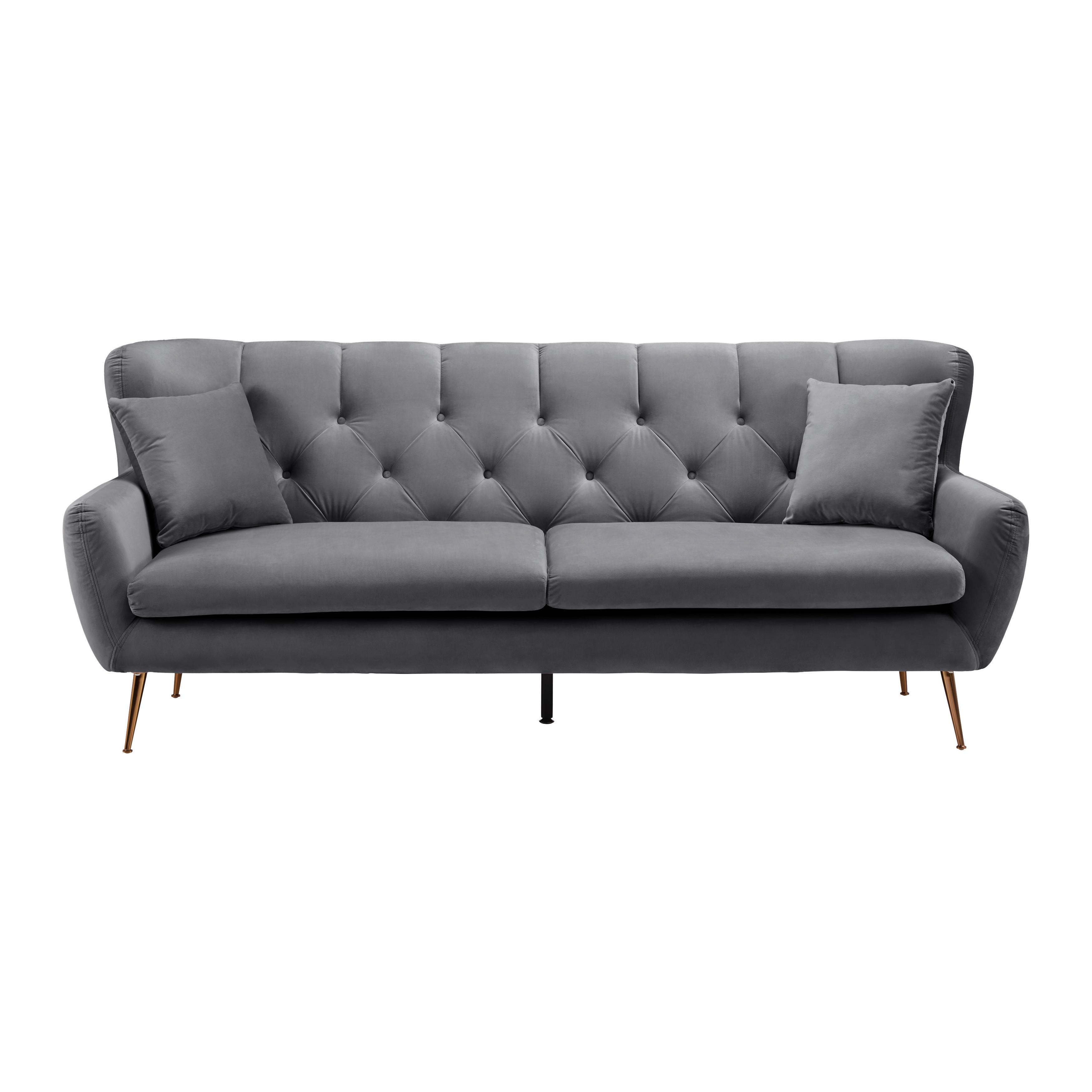 Bigsofa Liliana Dunkelgrau Samt - Dunkelgrau/Roségold, MODERN, Holz/Textil (227/95/93cm) - Bessagi Home