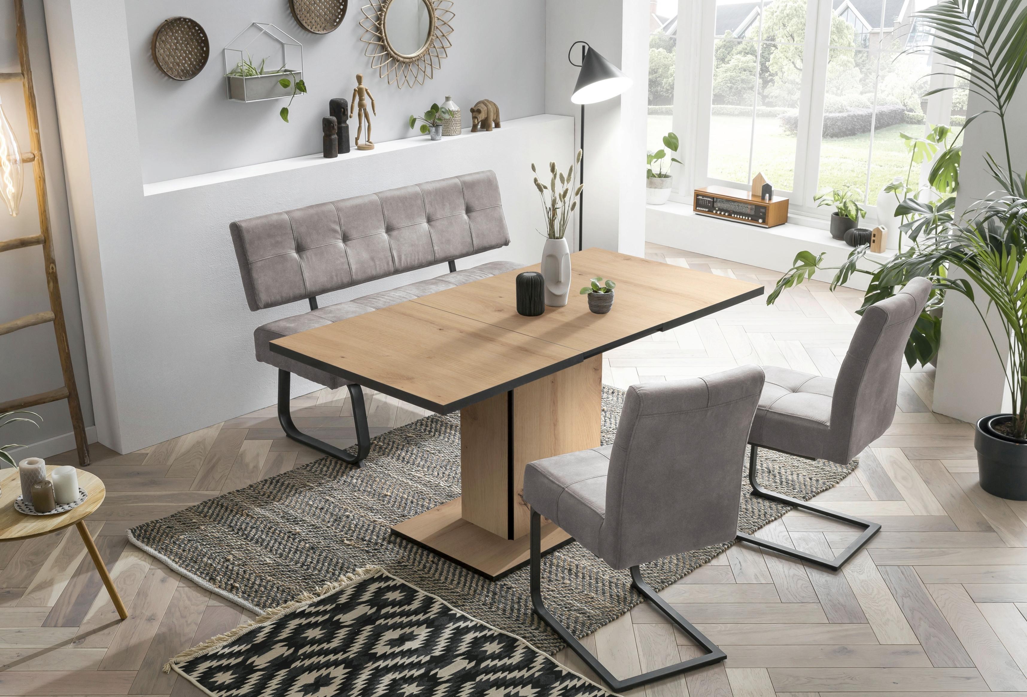 TISCHGRUPPE LUISE II G - Grau, MODERN, Holzwerkstoff/Textil (120 - 160/76/80cm) - MID.YOU