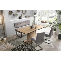 TISCHGRUPPE LUISE II G - Grau, MODERN, Holzwerkstoff/Textil (120 - 160/76/80cm) - MID.YOU