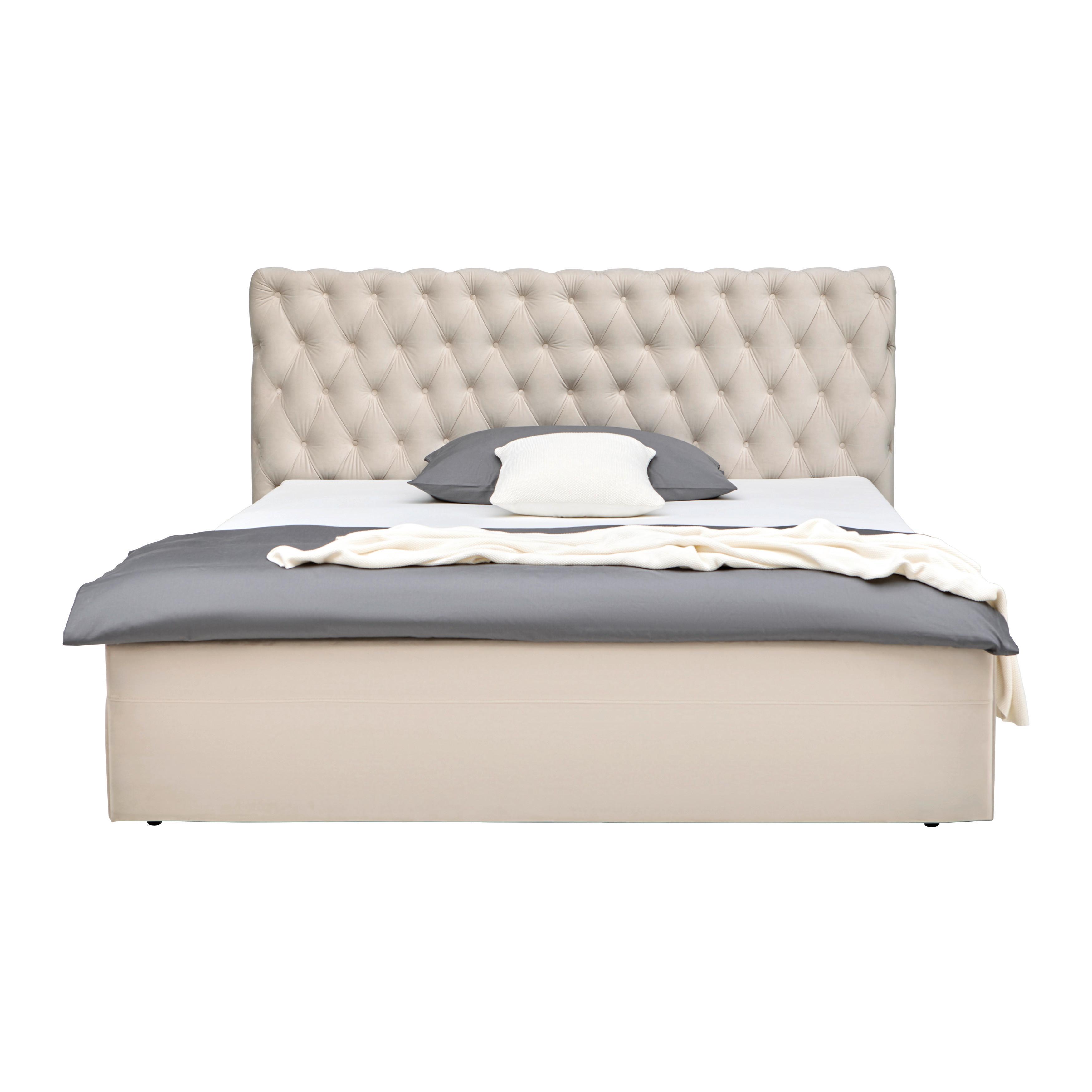 STOPPAD SÄNG KATAR -EXKLUSIV- - beige/svart, Klassisk, textil (200/200cm) - Mömax