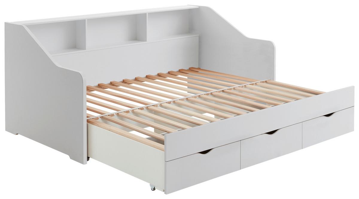 Raztegljiva Postelja Star, Bela, 90-180x200 - bela/barve bukve, Konvencionalno, leseni material/les (90-180/200cm) - Mömax