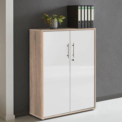 Aktenschrank Office Edition Weiß/Sonoma Eiche - Weiß/Sonoma Eiche, MODERN, Holzwerkstoff (84,5/114/33cm) - MID.YOU
