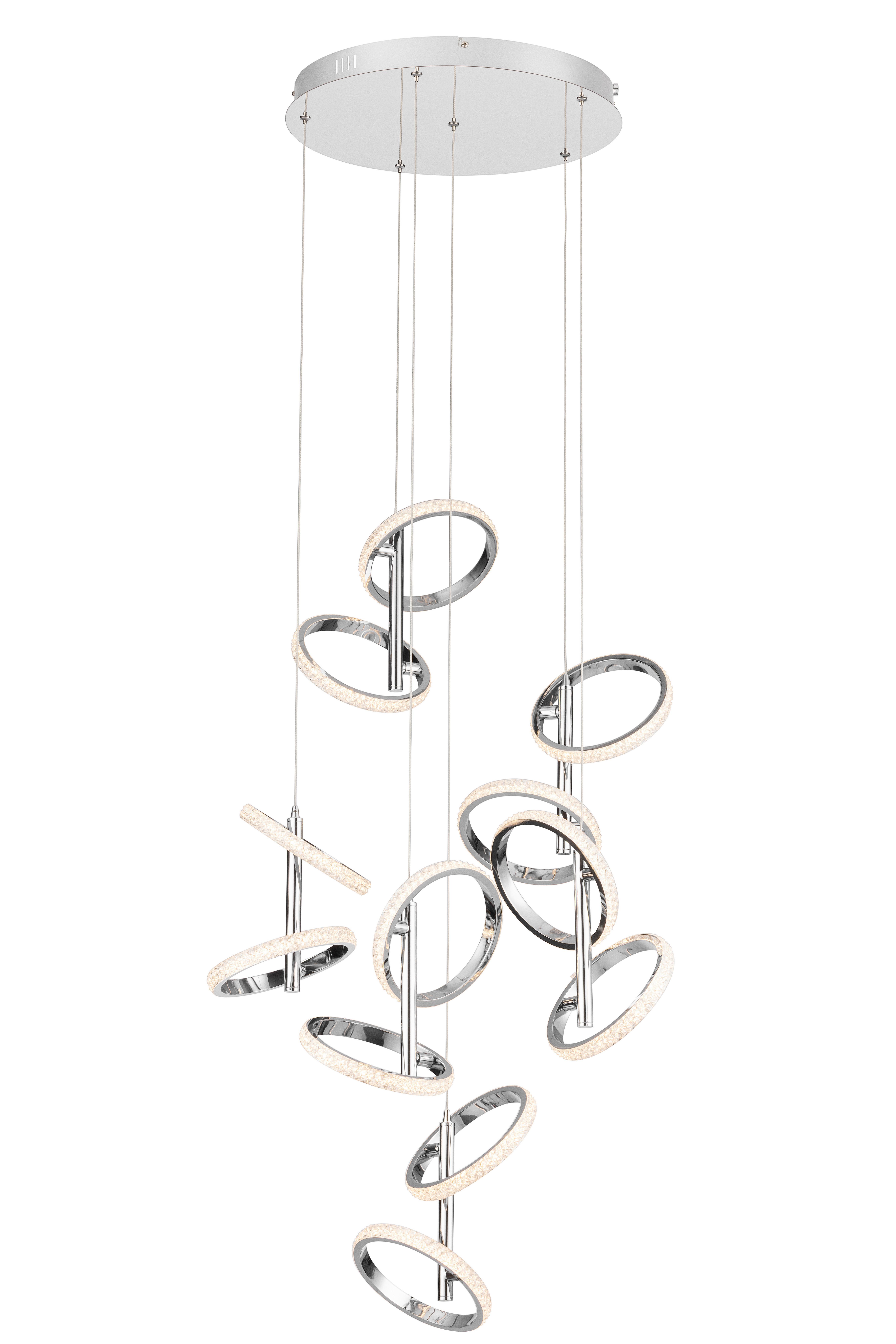 LED-HÄNGLAMPA RONG - kromfärg, Modern, metall/plast (60/60/120cm)