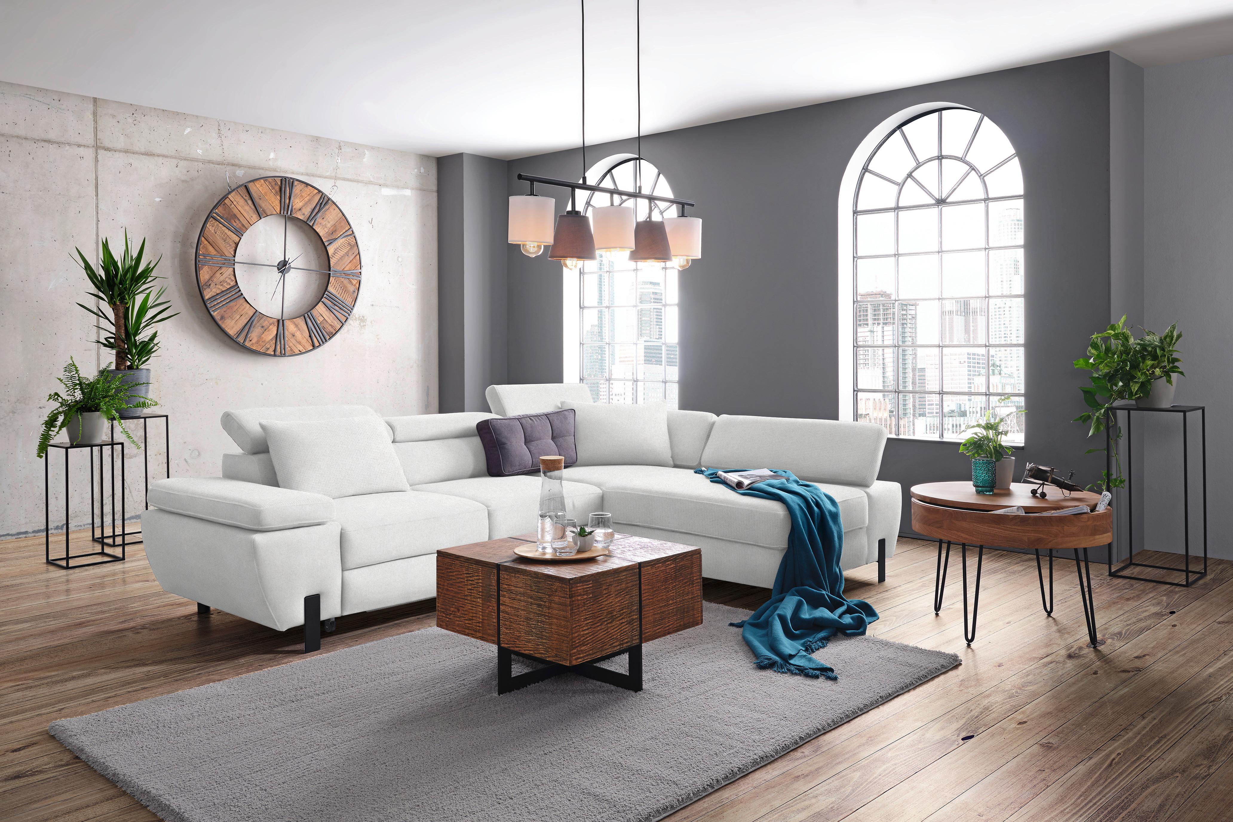 Ecksofa Molina Mini Ecru - Creme/Schwarz, MODERN, Holz/Holzwerkstoff (277/189cm) - Mömax
