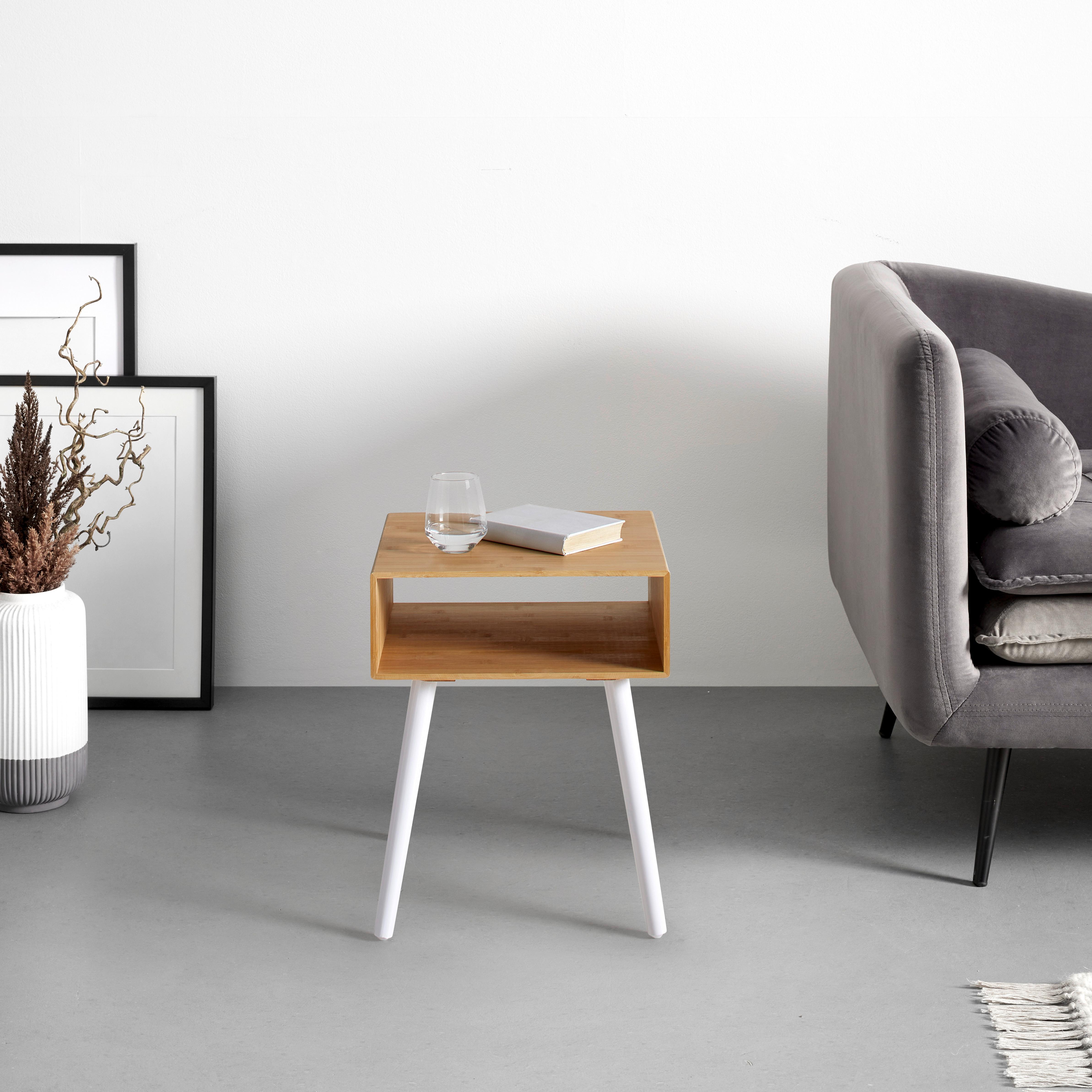 Beistelltisch Conrad Naturfarben/Weiß - Naturfarben/Weiß, MODERN, Holz (40/50/39cm) - Mömax
