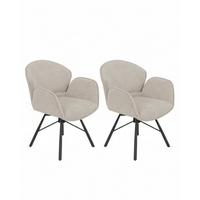 ARMLEHNSTUHL-SET BRISTOL S 2ER-SET - Beige/Schwarz, MODERN, Textil/Metall (62/83/66cm) - MID.YOU