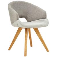 KRZESŁO Z PODŁOKIETNIKAMI RINCON - kolor dębowy/kremowy, Design, tkanina/drewno (58/83/59cm) - Linea Natura