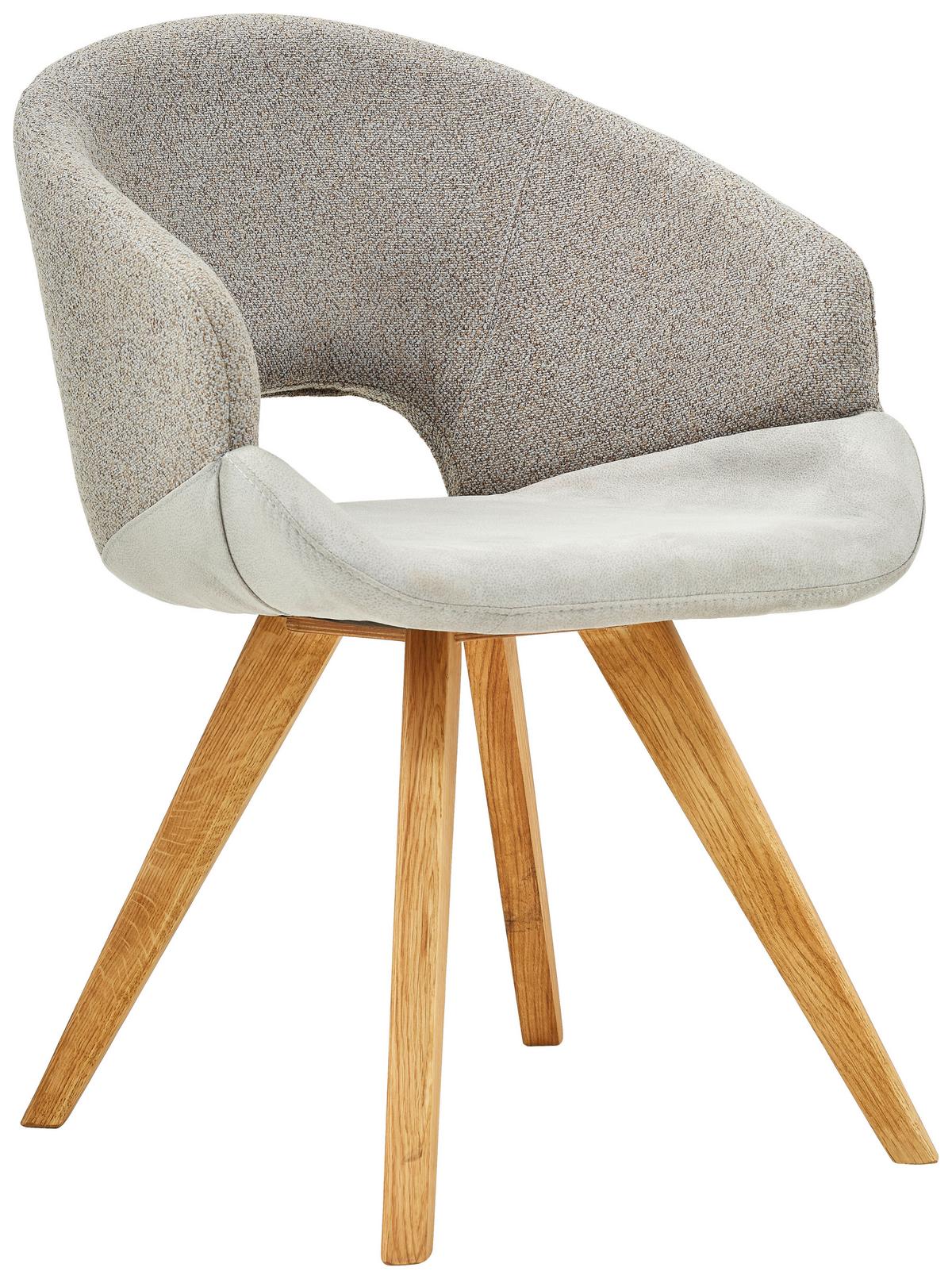 KRZESŁO Z PODŁOKIETNIKAMI RINCON - kolor dębowy/kremowy, Design, tkanina/drewno (58/83/59cm) - Linea Natura