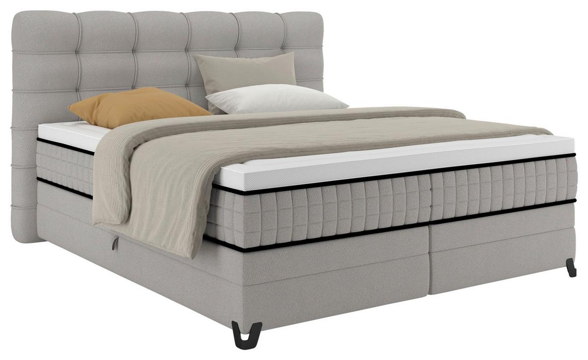 Boxspringbett Carmen C Grau ca. 180x200cm - Grau, KONVENTIONELL, Holz/Holzwerkstoff (180/200cm) - Premium Living