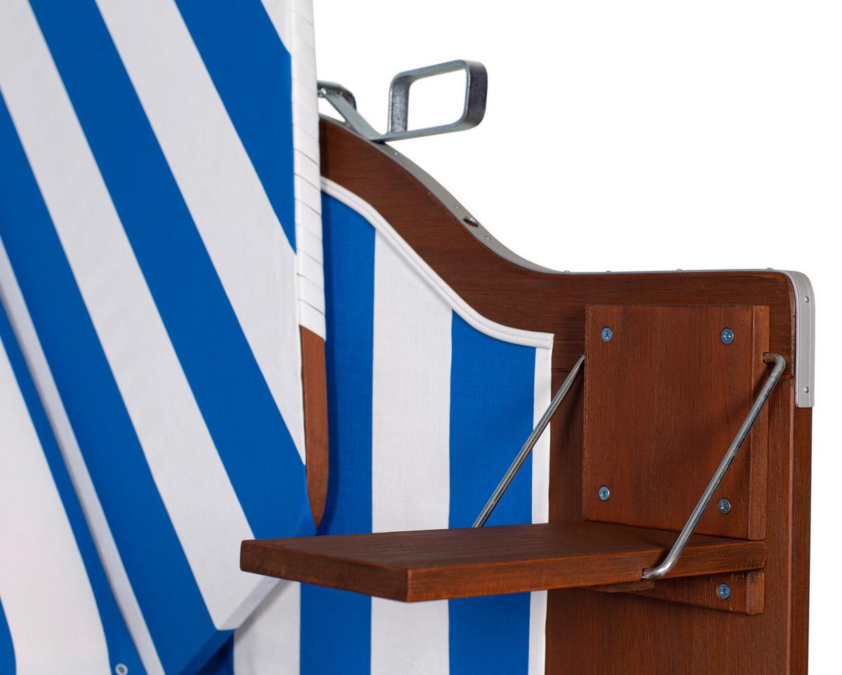 Strandkorb Ostsee Fehmarn Blau,Weiß ca. 124x159x87cm - Blau/Weiß, Basics, Holz/Kunststoff (124/159/87cm) - Gardenson