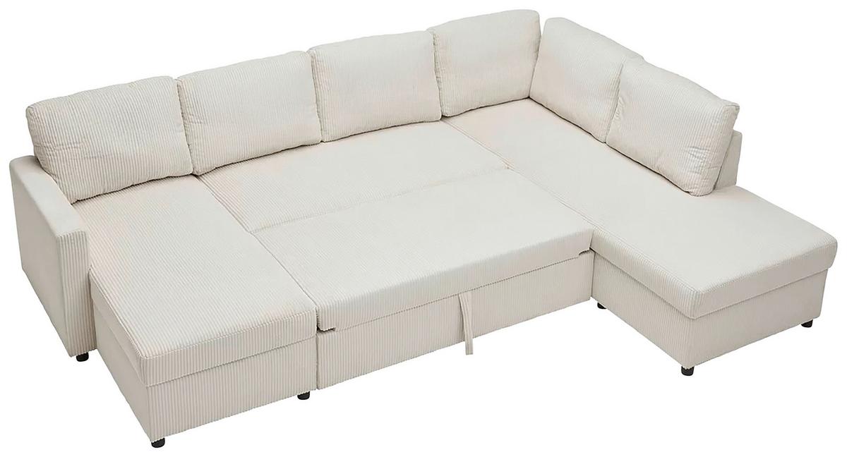Wohnlandschaft Martina Acv Rechts Pearl - Beige/Schwarz, MODERN, Holz/Holzwerkstoff (276/89/204cm) - Mömax