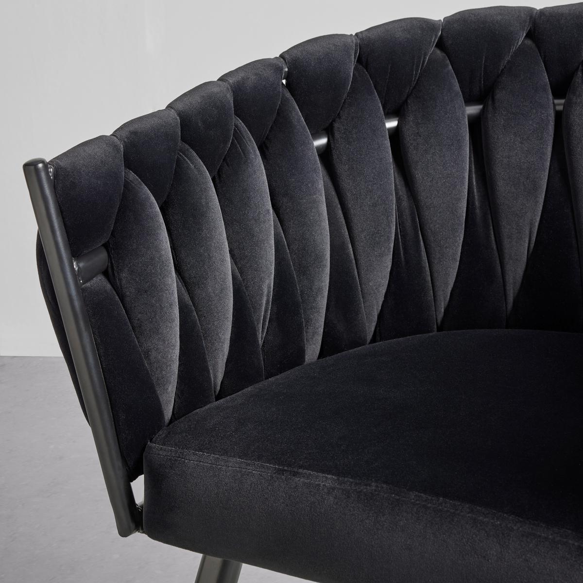 KRZESŁO Z PODŁOKIETNIKAMI WEAVY -TREND- - czarny, Modern, metal/drewno (64/78/55cm) - Premium Living