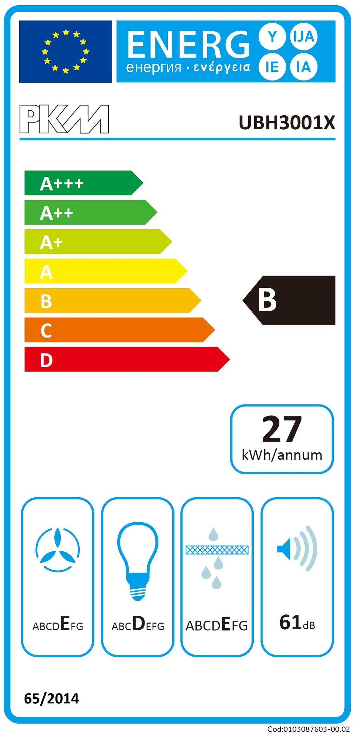 Dunstabzugshaube in Edelstahlfarbe 'UBH3001X' - Edelstahlfarben, Basics, Glas/Metall (59,80/14/50cm) - PKM