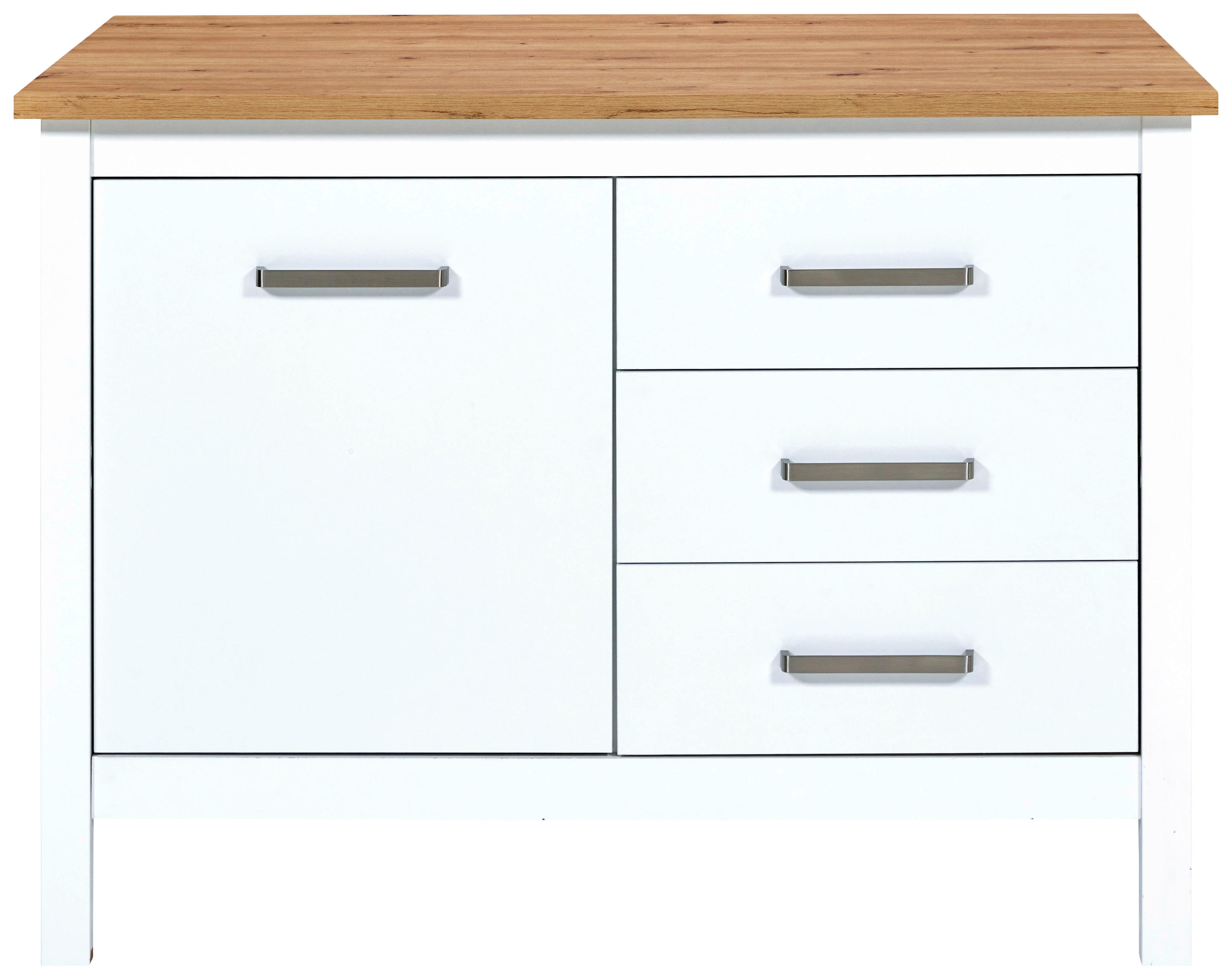 Kücheninsel Sicilia Weiß - Silberfarben/Weiß, MODERN, Holzwerkstoff/Metall (124/91/75cm) - Mömax