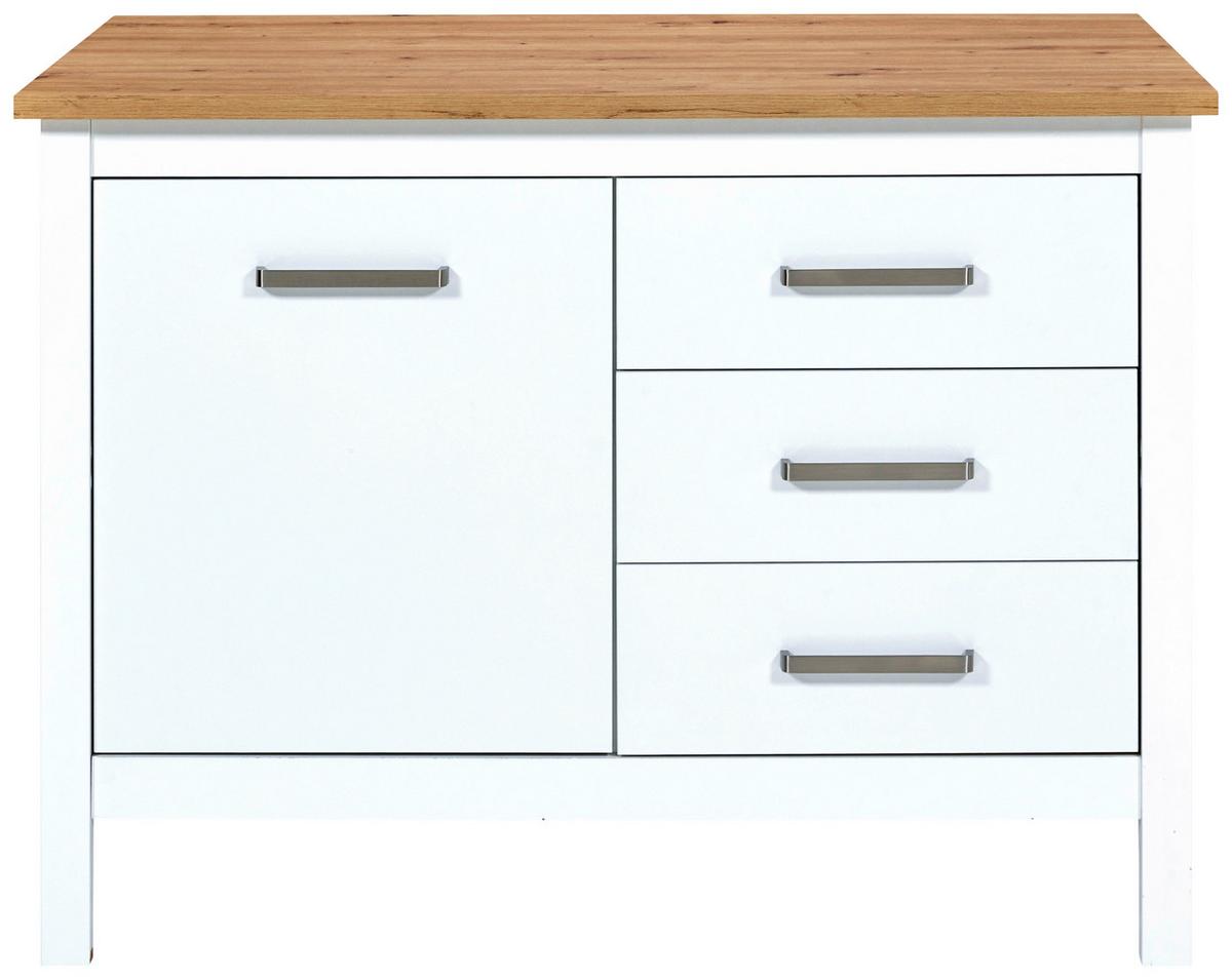 Kücheninsel Sicilia Weiß - Silberfarben/Weiß, MODERN, Holzwerkstoff/Metall (124/91/75cm) - Mömax