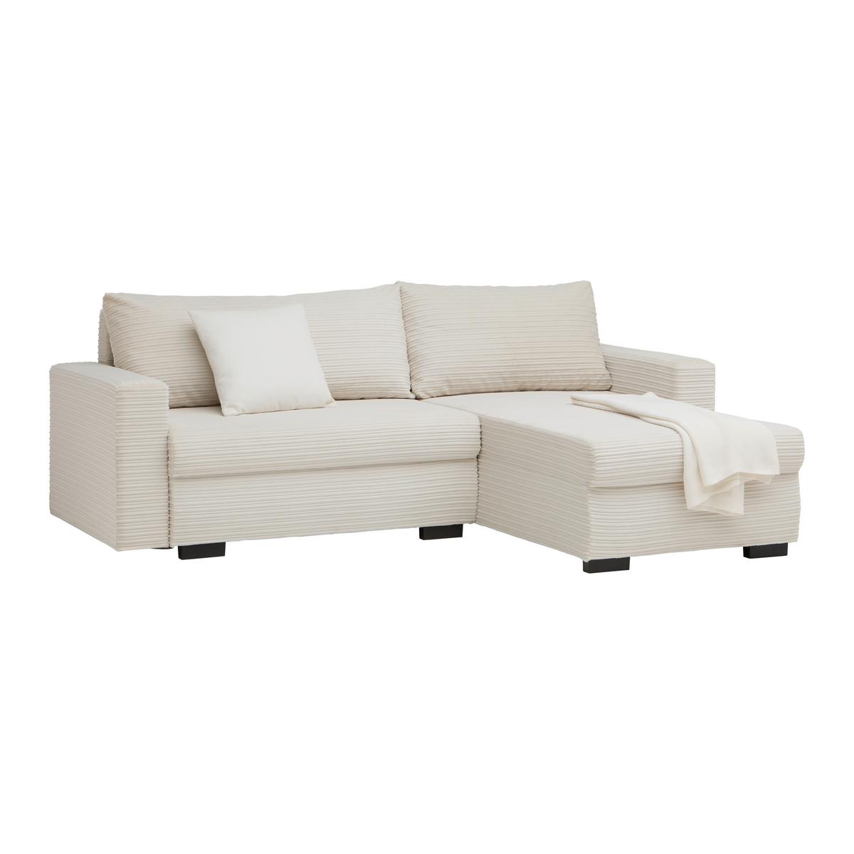 Ecksofa Geneve Cord Beige - Beige/Schwarz, KONVENTIONELL, Kunststoff/Textil (225/86/167cm) - Mömax