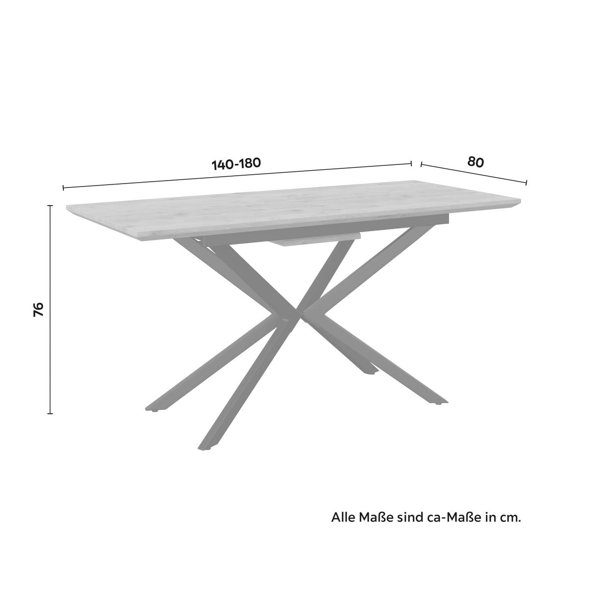 Esstisch ausziehbar Aki Eichefarben MDF - Eichefarben/Schwarz, MODERN, Holzwerkstoff/Metall (140-180/76/80cm) - Bessagi Home