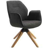 KRZESŁO Z PODŁOKIETNIKAMI SAVONA - antracytowy/kolor naturalny, Modern, drewno/tkanina (61/84/62cm) - MID.YOU