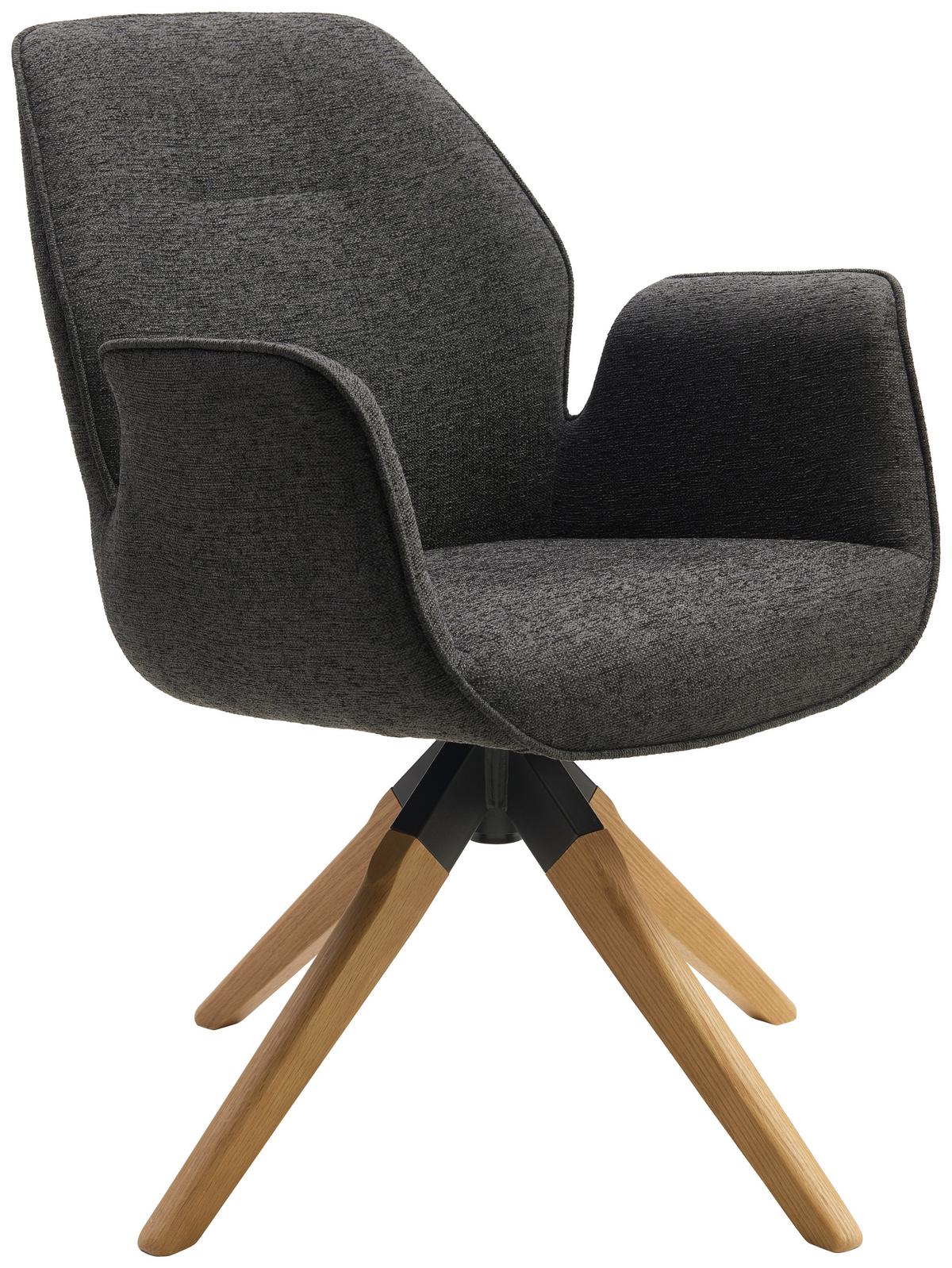 KRZESŁO Z PODŁOKIETNIKAMI SAVONA - antracytowy/kolor naturalny, Modern, drewno/tkanina (61/84/62cm) - MID.YOU