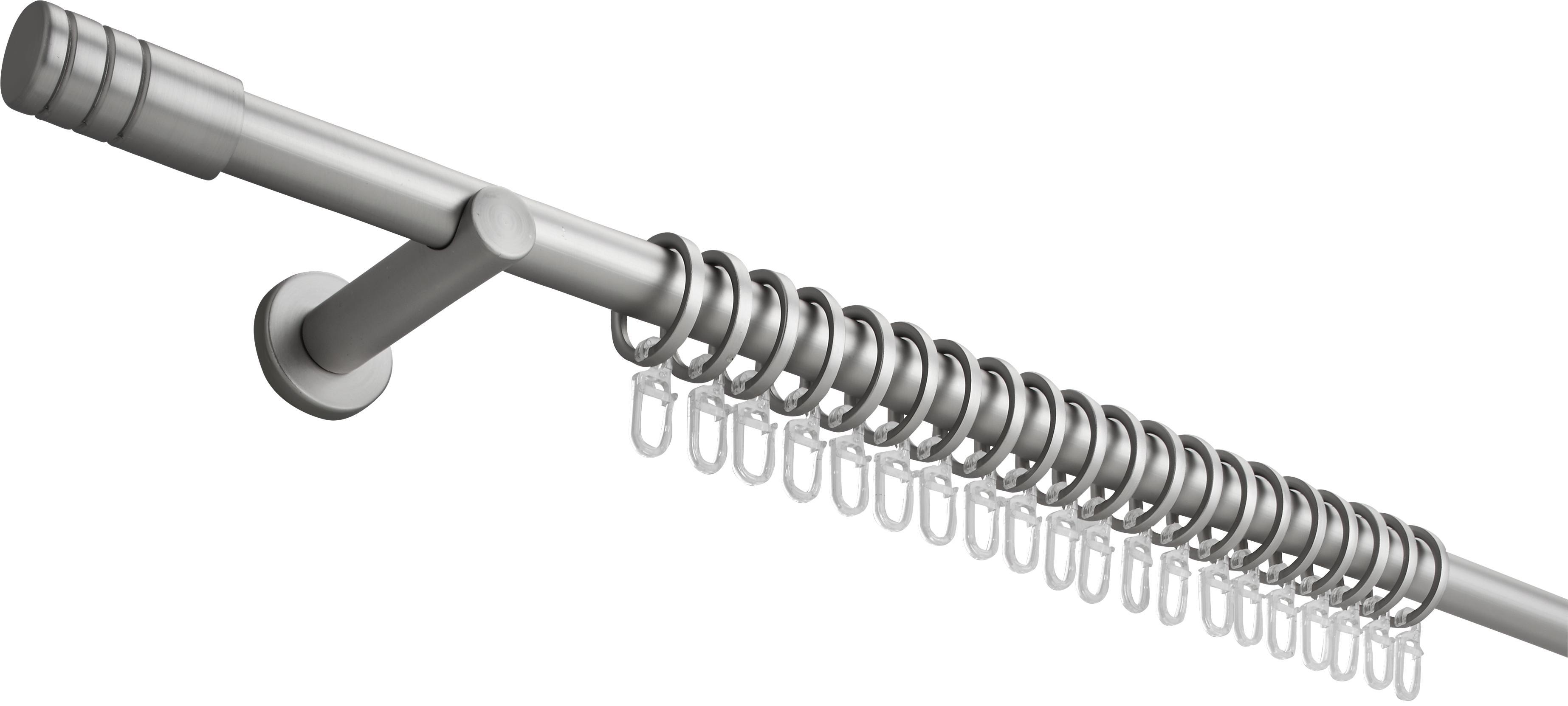 Vorhangstangenset Rillcube, ca. 120-210cm - Edelstahlfarben, Metall (120-210cm) - Mömax modern living