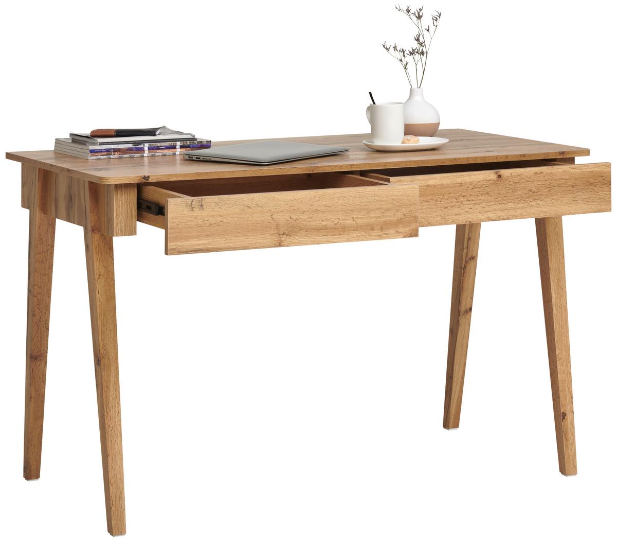 BIURKO 2DRAWER - dąb wotan, Modern, materiał drewnopochodny (120/60/76cm) - MID.YOU