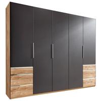 Drehtürenschrank Level 36A ca. 250x216x58cm Graphitfarben - Chromfarben/Plankeneiche, MODERN, Holzwerkstoff/Kunststoff (250/216/58cm) - MID.YOU