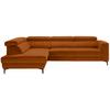 Ecksofa Emma links Orange - Schwarz/Orange, MODERN, Textil (210/301cm) - Premium Living