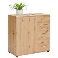 Komód Tölgy Szín 1 Ajtó 4 Fiók Anna - krómszínű/tölgyfa színű, Konventionell, műanyag/faalapú anyag (81/83/41cm) - Mömax