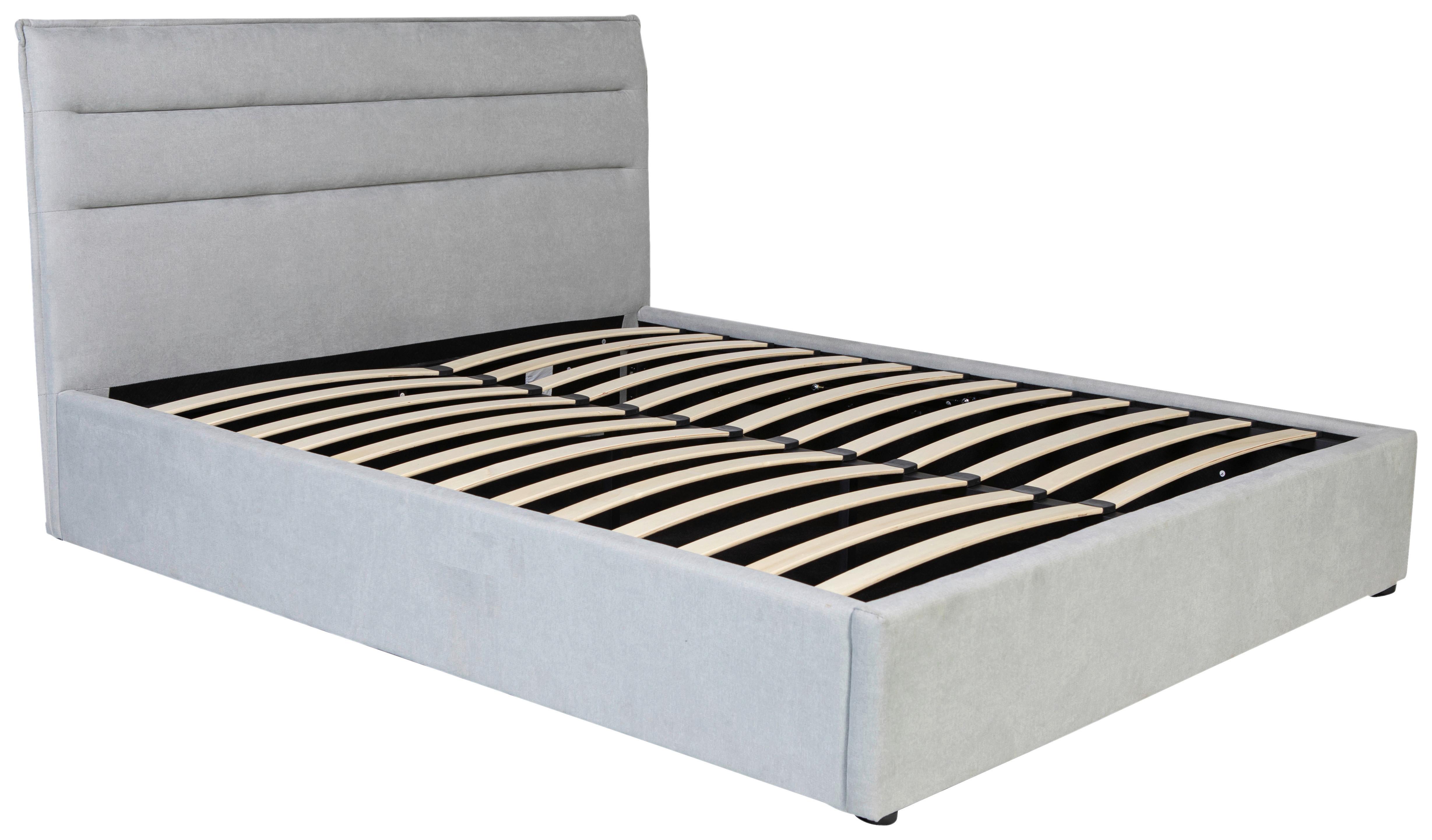 Polsterbett Sienna Hellgrau ca. 140x200cm - Hellgrau/Schwarz, LIFESTYLE, Holz/Kunststoff (140/200cm) - Based