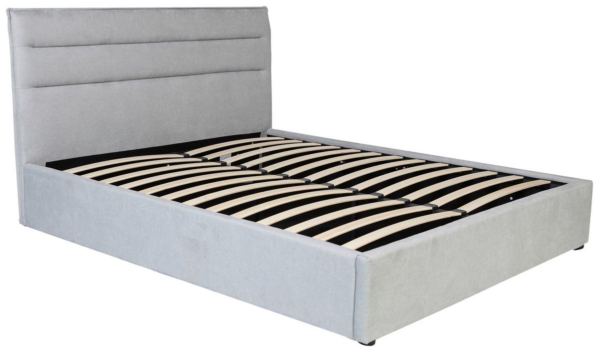 Polsterbett Sienna Hellgrau ca. 140x200cm - Hellgrau/Schwarz, LIFESTYLE, Holz/Kunststoff (140/200cm) - Based