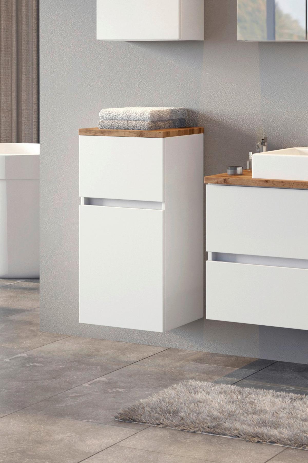 Unterschrank in Weiss 'Pienza' - Eichefarben/Silberfarben, Basics, Holzwerkstoff/Kunststoff (40/79/35cm) - Held