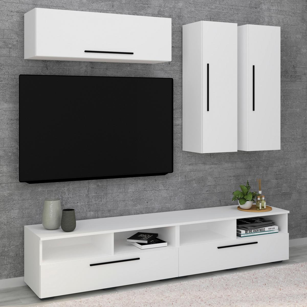 Dnevni Regal Arila, Bela, 5-Delno - črna/bela, Moderno, umetna masa/leseni material (190/200/40cm) - MID.YOU