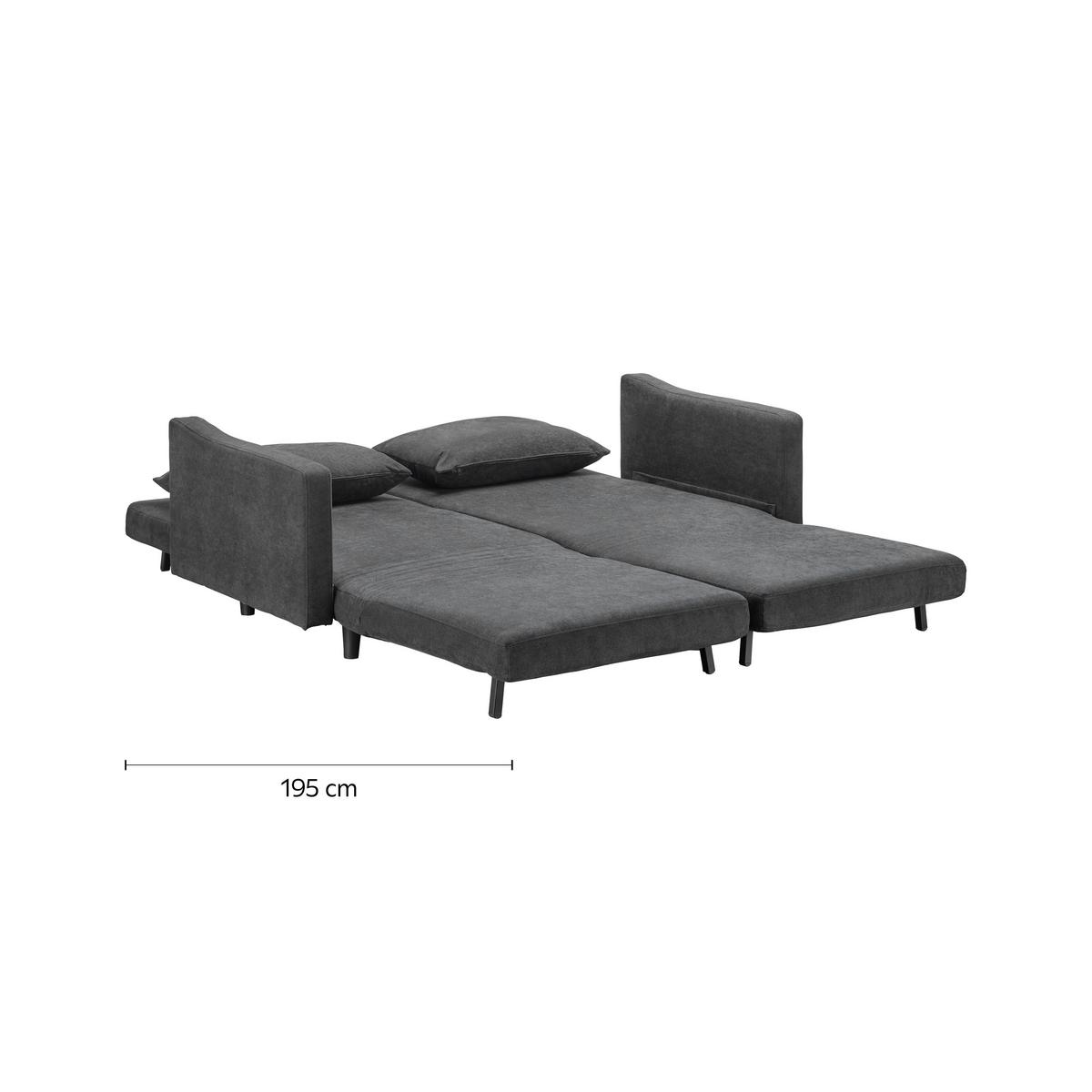 Schlafsofa Sandro Dunkelgrau Webstoff - Dunkelgrau/Schwarz, MODERN, Holz/Kunststoff (175/76/89cm) - Bessagi Home
