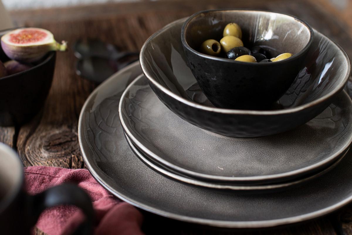 KOMBISERVICE NIARA ORGANIC - Schwarz/Braun, Basics, Keramik - Mäser