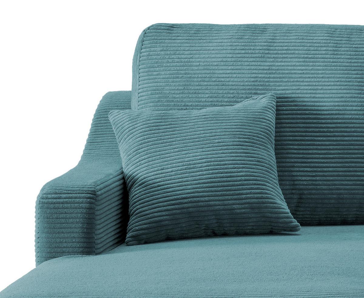 Ecksofa Valentina Petrol Cord - Petrol/Naturfarben, Design, Holz/Textil (150/228cm) - P & B