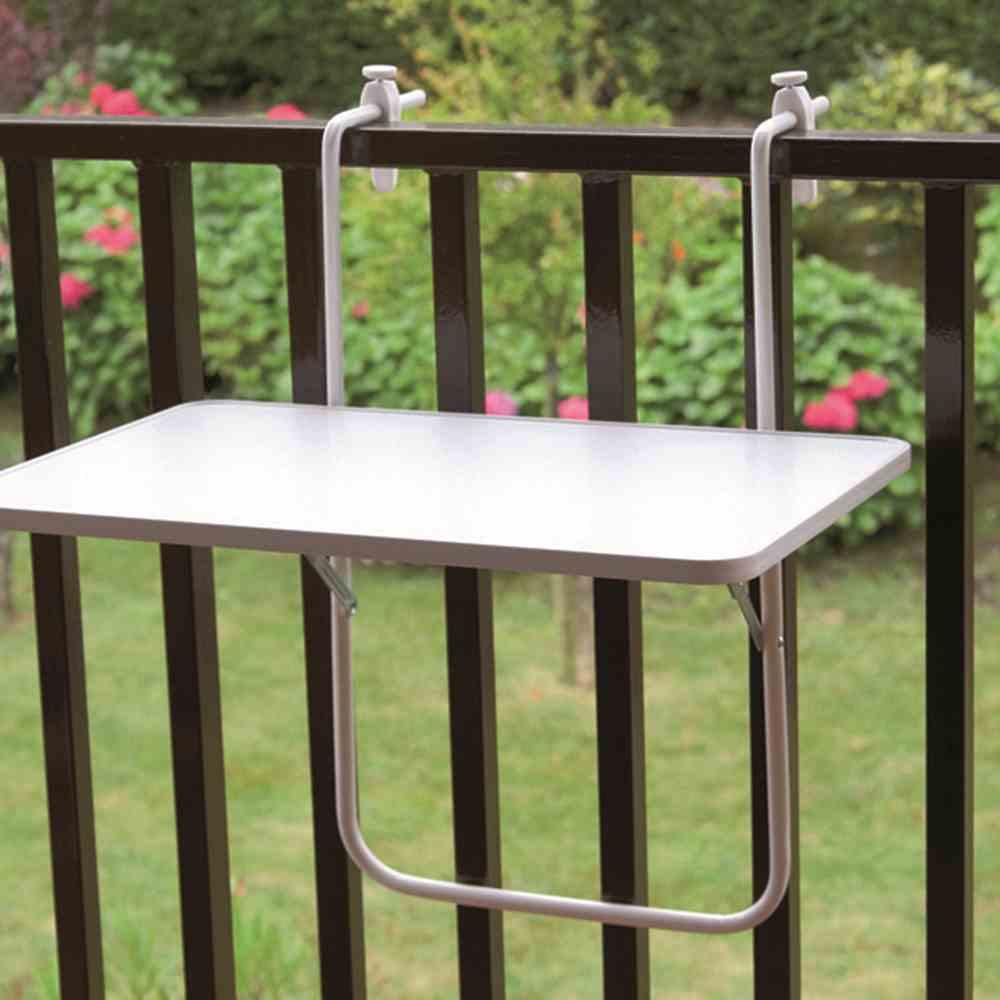 Balkonklapptisch ca. 40x60 cm Weiß - Weiß, Basics, Holzwerkstoff/Metall (40/60/20cm) - Gardenson