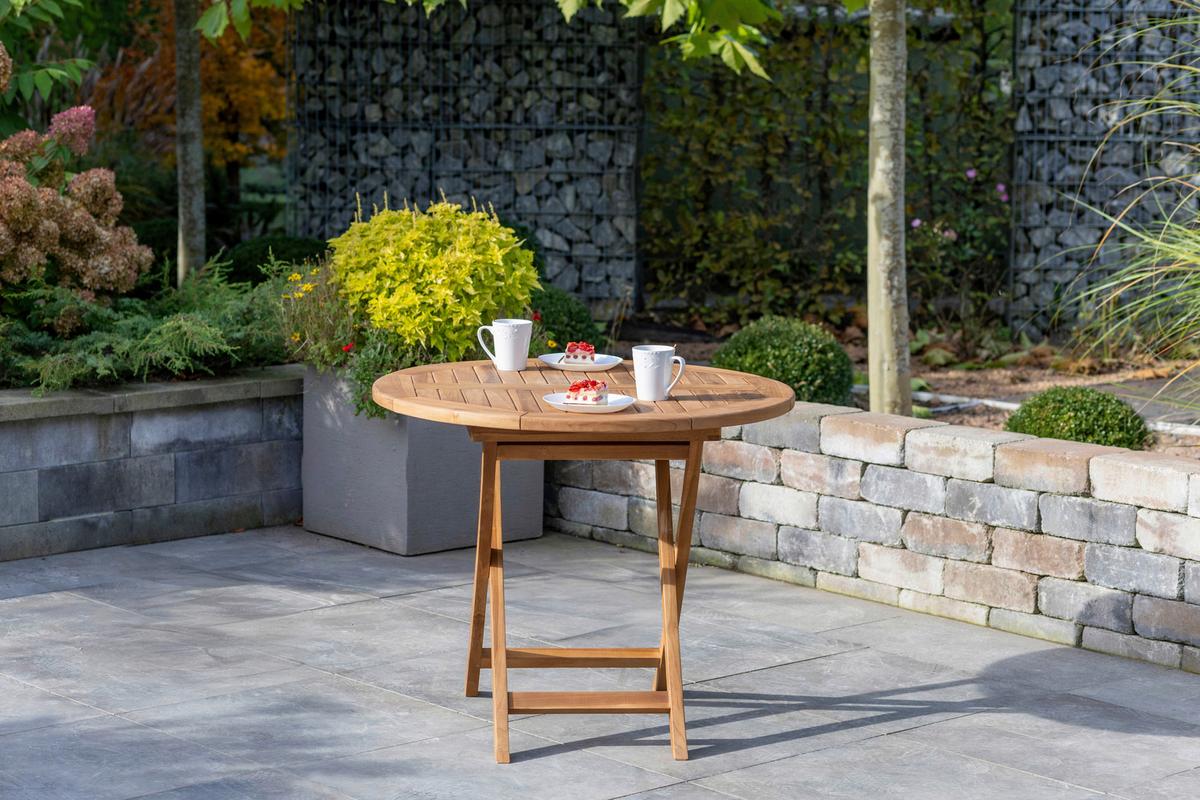 Gartentisch Woodie Teak klappbar - Teakfarben, Basics, Holz (90/75cm) - Gardenson