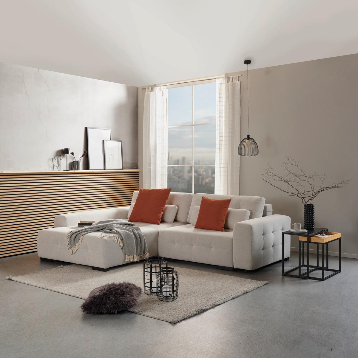 Kutna Garnitura Chance - bež/crvena, Moderno, drvni materijal/tekstil (201/301cm) - Modern Living