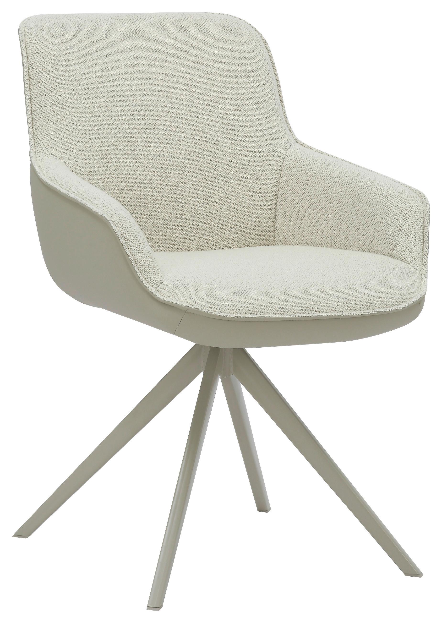 KRZESŁO Z PODŁOKIETNIKAMI FLORENTINA - kremowy/szary, Design, metal/tkanina (58/85/63cm) - Hom`in