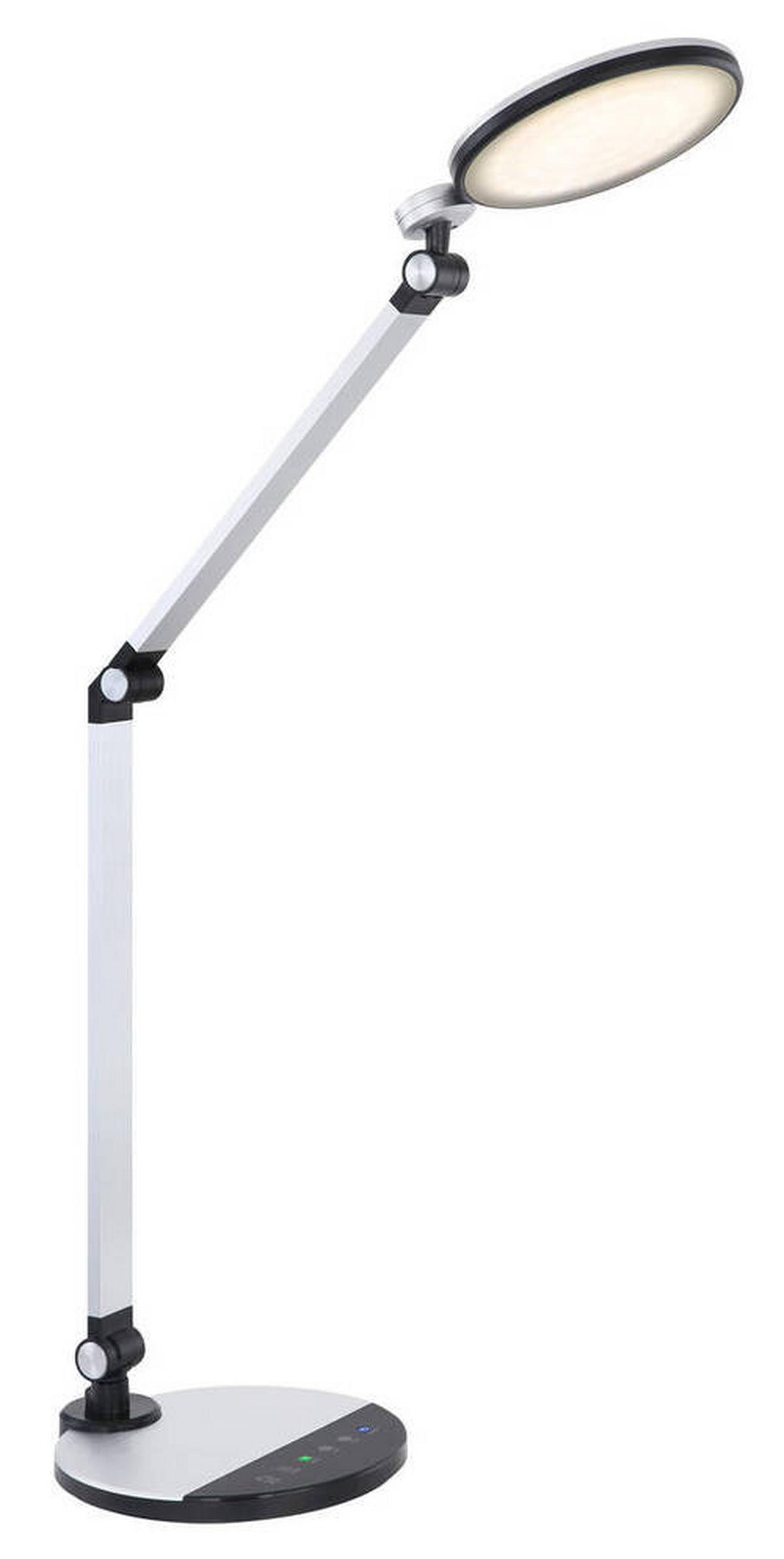 Namizna Led-svetilka Konsti, S Sijalko - srebrne barve/črna, Design, kovina/umetna masa (50/19,2/90,5cm) - Globo