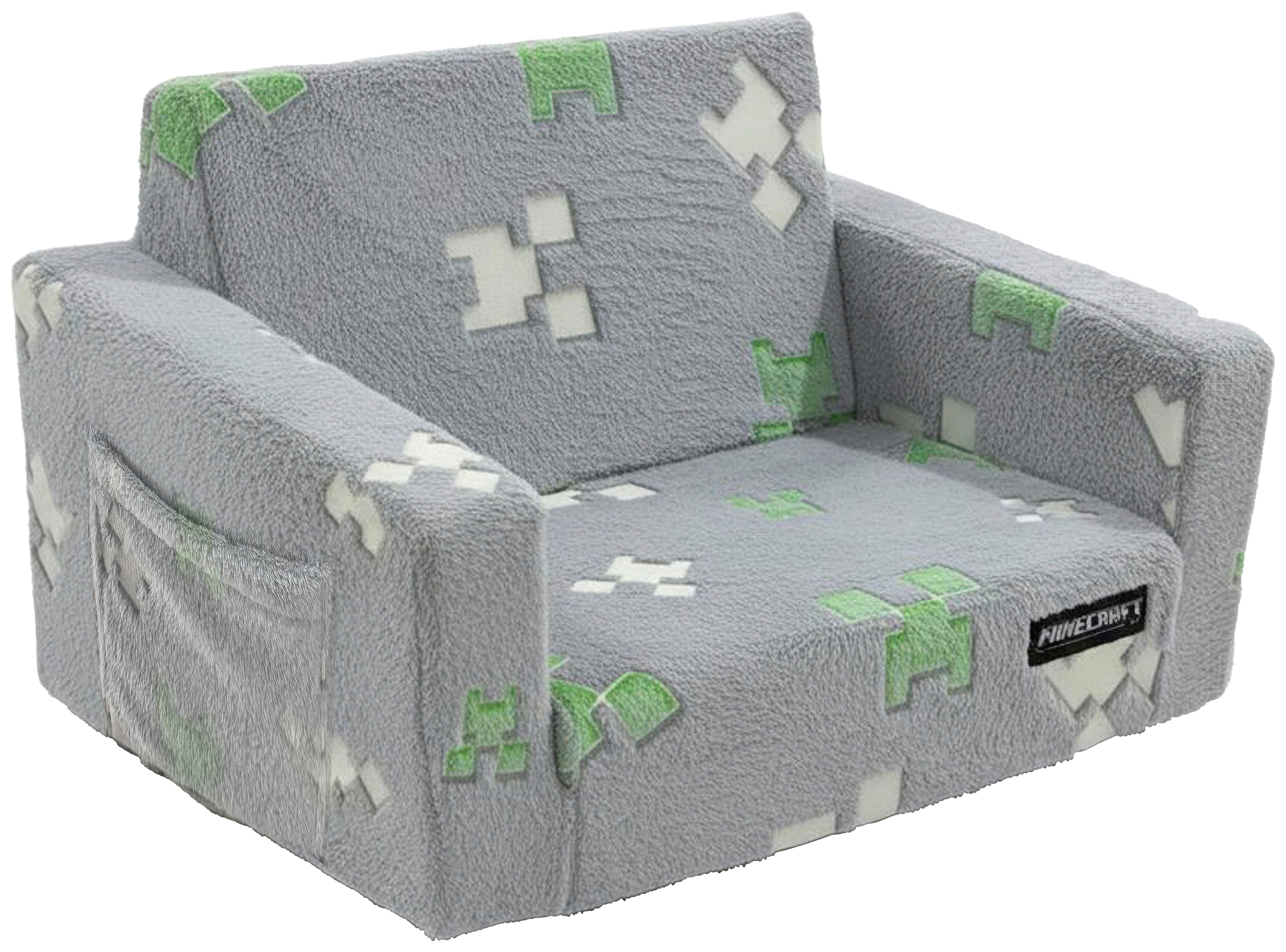 SOFA DZIECIĘCA/MŁODZIEŻOWA MINECRAFT - szary, Trend, tkanina (105/58/41cm) - Minecraft