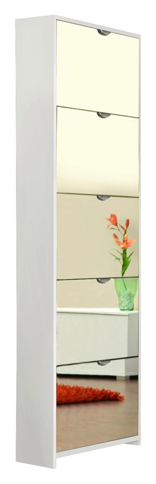 SZAFKA UCHYLNA NA BUTY KOBLENZ - biały, Design, materiał drewnopochodny/szkło (58/177/17cm) - MID.YOU