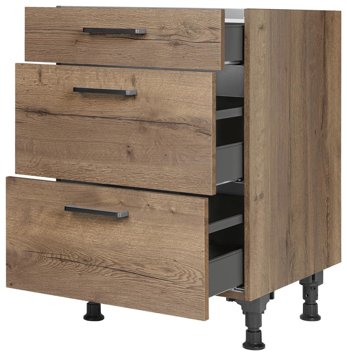 Kochfeldumbauschrank Structura Eiche dunkel - Eiche dunkel/Schwarz, MODERN, Holzwerkstoff/Metall (60/87/56cm) - Nobilia